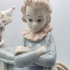 2 Porcelain Clown Figurines W/ French Horn & Clarinet Vtg Moody Girls Stunning picture