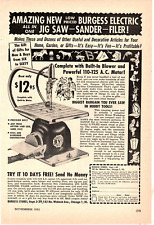 1951 Print Ad  Burgess Stores Electric Jig Saw Dander Filer w Bulit-in Blower picture