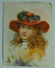 Antique Victorian Angeles Soap Advertising Trade Card Young Lady with a Brim Hat picture