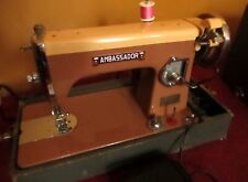 Vtg 1950s Ambassador 15A - 301 Sewing Machine ~ Salmon PINK ~ w/Case Manual picture