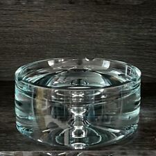 Vintage Krosno Poland Art Glass Ashtray MCM Heavy Crystal Floating Bubble 6 1/8” picture