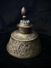 Antique Islamic white Metal Box Museum Quality Beautiful Art with Turquoise  picture