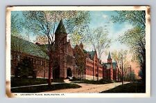 Burlington VT-Vermont, University Place, Antique Vintage c1922 Souvenir Postcard picture