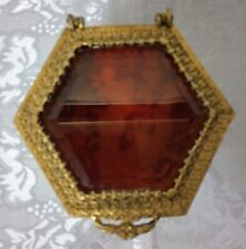 Vintage gold ormolu jewelry/Trinket box Hexagon Shape picture
