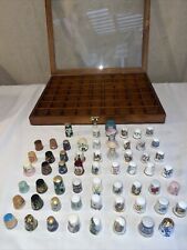 Lot of 59 vintage thimbles & 1 cases, Excellent condition picture
