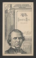 c1890's H602 Trade Card - U.S. Presidents Reward of Merit - Andrew Johnson picture