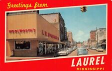Laurel Mississippi Woolworth Central Magnolia Ave Main Street Vtg Postcard B38 picture