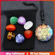 Natural 7 Chakra Healing Crystal Tumbled Stone Orgonite Energy Pendant W/ Pouch picture