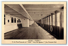 c1920's One of Spacious 1st Class Promenade Deck Paris France Antique Postcard picture
