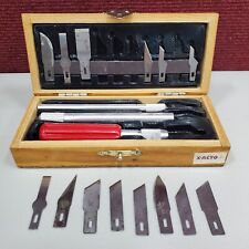 22 Piece Vintage X-ACTO Knife Set in Wood Box 6.5