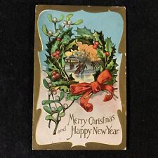 Postcard Bamforth Christmas Snow Scene Series - Embossed Chromolitho Gold Foil picture
