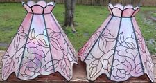 Pair Vintage Genuine Stained Glass Lamp Shades Tiffany Style/Read Description picture