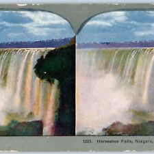 c1900s Niagara Falls Horseshoe Falls from Above Litho Photo Stereo Card V8 picture