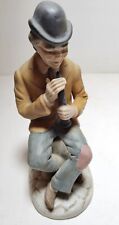 F.W. WOOLWORTH CO Vintage Ceramic Figurine Old Man w/ Clarinet Pipe Instrument picture