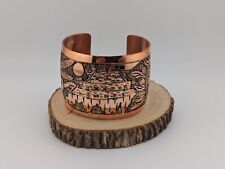 Native American Cuff Bracelet Navajo Sterling Silver Copper Overlay Jewelry Sz 7 picture