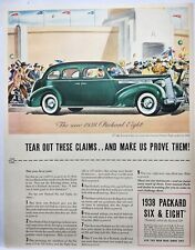 1938 Packard Eight Six Touring Sedan Green Vtg Print Ad Man Cave Poster Art 30's picture