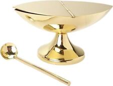 Highly Polished Brass Incense Burner Boat and Spoon Set For Censers 5.5 x 4.5 In picture