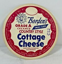 2 Vintage Borden's Fiberboard Cottage Cheese Lids Wisconsin Chicago Elsie Cow picture