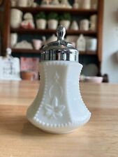 Vintage Fenton Beaded Edge White Milk Glass Toothpick Holder with Lid picture