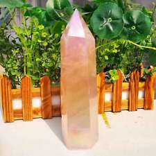 800g electroplated natural pink rose quartz obelisk rainbow crystal point reiki picture