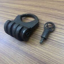 17th C Antique or old Iron SCREW TYPE padlock or lock w/ original key, Early. picture