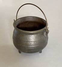Antique Black Cast Iron Cauldron 3 Leg Vintage OLD Primitive Cauldron Handle Pot picture