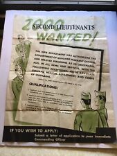 USA ARMY POSTER 200 LIEUTENANT WANTED 1946 GERMAN OCCUPATION SOLDIER LETTER HOME picture