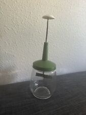 Vintage FEDERAL HOUSEWARES Green Top / Glass Jar Nut/Onion Chopper - Made in USA picture