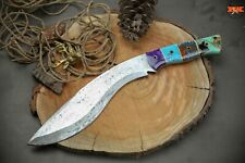 CUSTOM HANDMADE KUKRI KNIFE DAMASCUS STEEL BLADE WITH UNIQE HANDLE FOR SALE picture