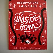 Vintage 1970s Hillside Bowl Illinois Midcentury Bowling Alley Matchbook Cover picture