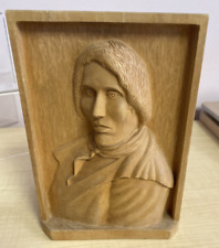 Wooden Hand Carved Tecumseh Relief Signed By Artist Made Chech Republic picture