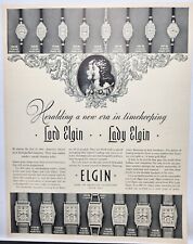1937 Elgin Watch Lord Lady Vintage Print Ad Poster Man Cave Art Deco 30's picture