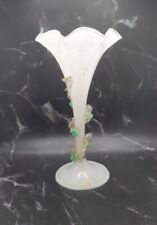 Antique Victorian Fluted Trumpet Vase Applied Flowers picture