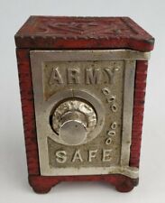 Rare Vintage Antique Army Safe Figural Toy Coin Piggy Bank Kenton Old Cast Iron picture