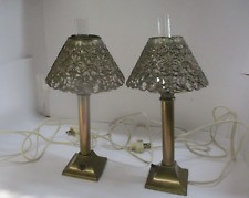Pair Vintage Electric Small Lamps with Metal Filigree Shades picture