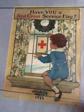 Antique 1918 WWI Red Cross Have You A Service Flag Poster Wilcox Smith picture