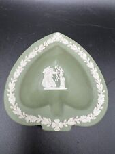 Vintage Wedgwood Green Jasperware Spade Shaped Dish Made In England picture