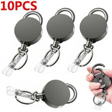 10Pcs Retractable Heavy Duty Pull Ring Key Chain Recoil Keyring Wire Rope Holder picture