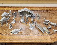 Fort Pewter Christmas Vintage 22 Pc Complete Nativity Set Hand Cast Polished picture