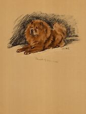 1937 Antique Chow Chow Print Lucy Dawson Chow Illustration Wall Art Decor 5429f picture