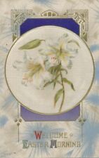 EASTER - Flowers On Silk Art Deco Welcome Easter Morning Postcard picture