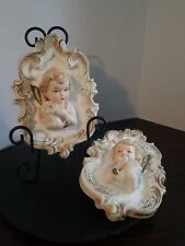 Vtg Bradley Exclusives Set Victorian Style Cherubs Wall Hangings, 1940s, PreWWII picture
