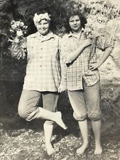 HF Photograph Young Women Sisters Holding Flowers 1946 picture