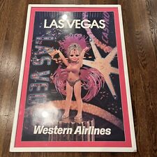 WESTERN AIRLINES LAS VEGAS Vintage Travel poster Show Girl 25x39 Very Rare picture