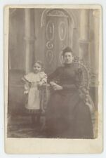 Antique c1880s Cabinet Card Stunning Image of Adorable Girl & Mother in Glasses picture