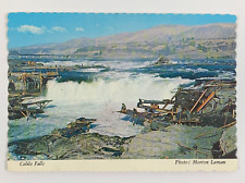 View of the Indians Fishing from the Celilo Falls Oregon Postcard Unposted picture