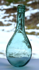  Antique Aqua Green Glass Demijohn Wine Bottle 1800's True Aqua Green Color picture