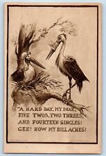 Artist Signed Postcard Stork A Hard Day My Dear Leavenworth Washington WA 1915 picture