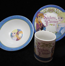 Walt Disney Frozen Sisters Forever Elsa & Anna Plate Bowl and Mug set picture