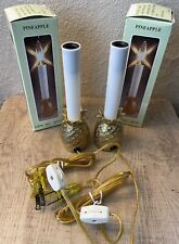 Vintage 1980s 90s Lot Of Solid Brass Pineapple Electric Candle Lamps 7” NOS picture